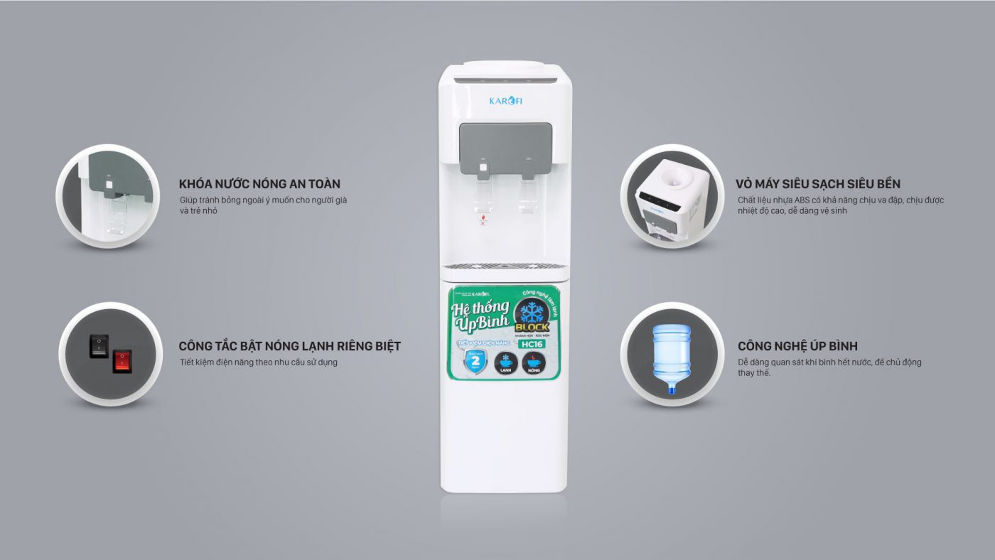 Cây nước nóng lạnh Karofi HC16 úp bình
