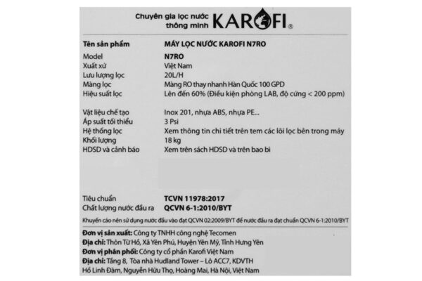 Máy lọc nước RO Karofi N7RO ảnh 9
