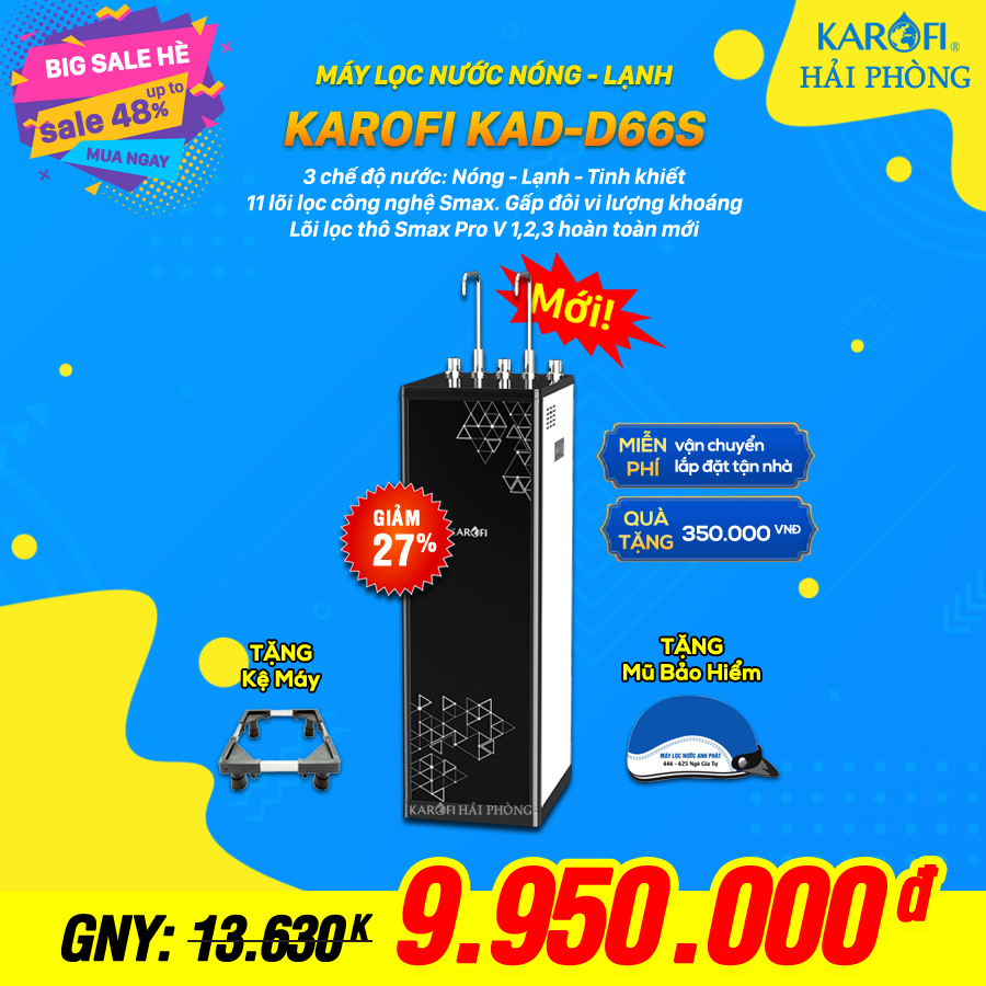 Máy lọc nước nóng lạnh Karofi KAD-D66S