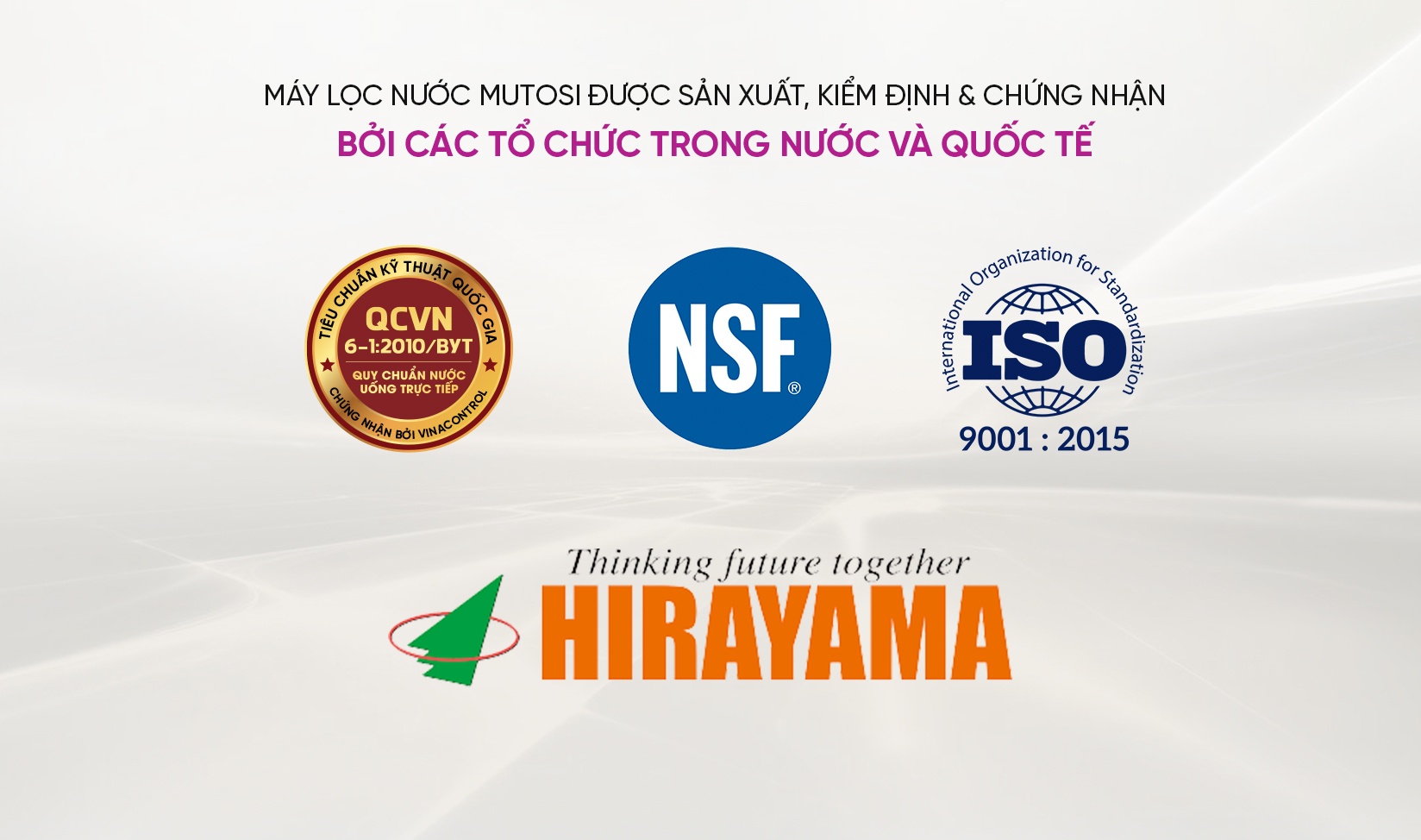 Máy lọc nước Mutosi Đạt tiêu chuẩn cao nhất về chất lượng nước uống trực tiếp