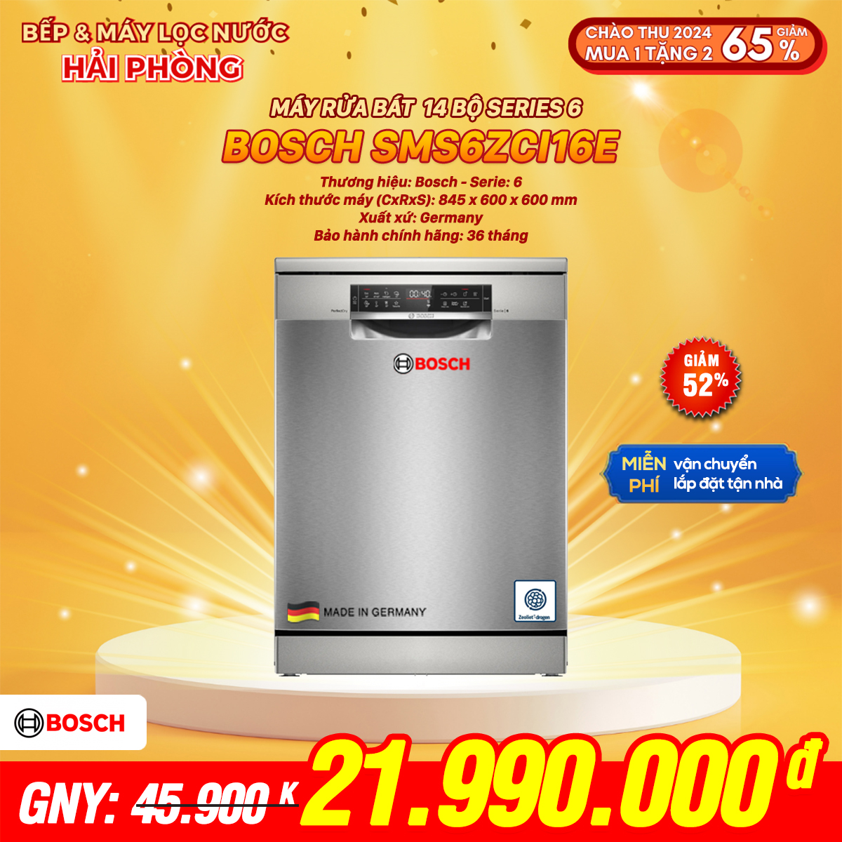 Máy rửa bát Bosch SMS6ZCI16E