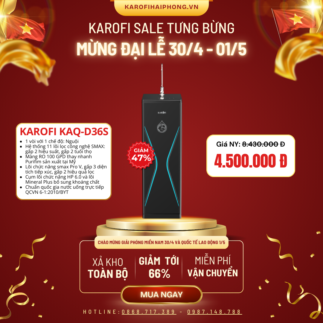 KAQ-D36S Karofi Hải Phòng Sale Đại Lễ 30-04 2025 KAQ-D36S Karofi Hải Phòng Sale Đại Lễ 30-04 2025