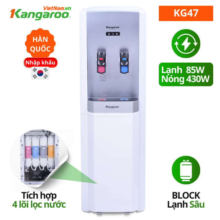 Cây nóng lạnh Hàn Quốc lọc nước UF KG47, 4 lõi, 2 vòi