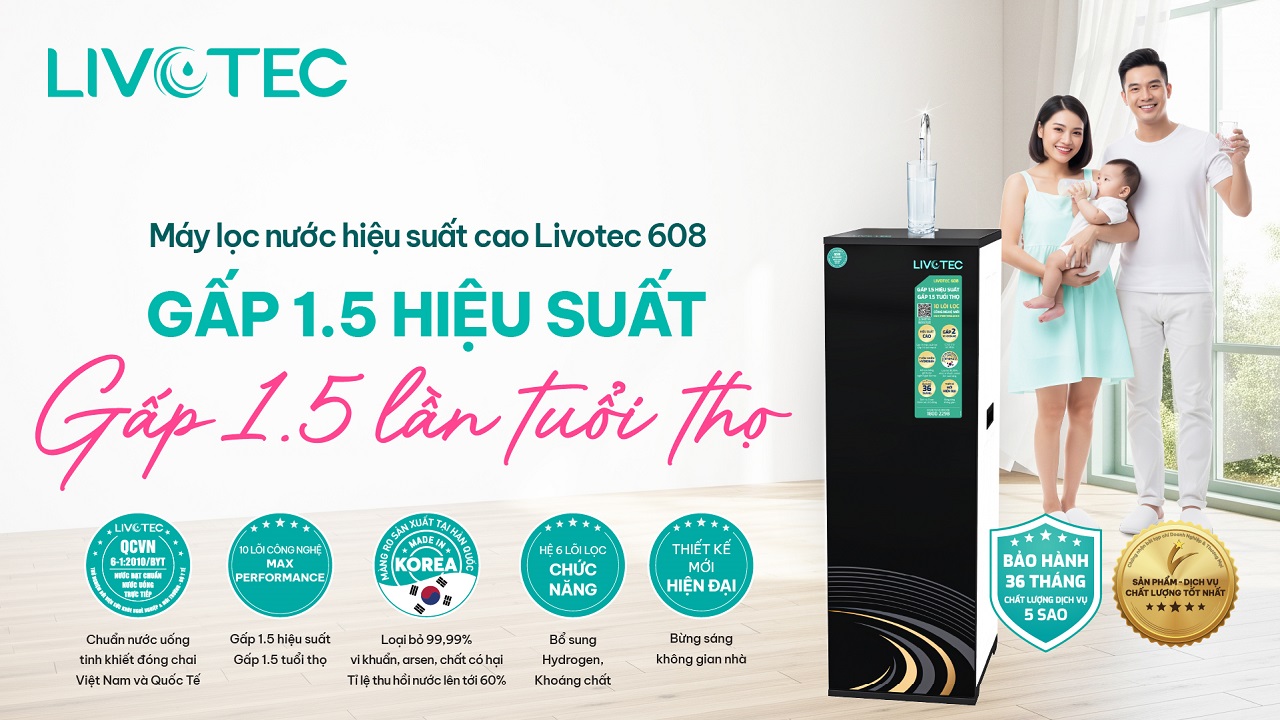 Máy lọc nước RO Livotec 608 hiệu suất cao gấp 1.5 lần